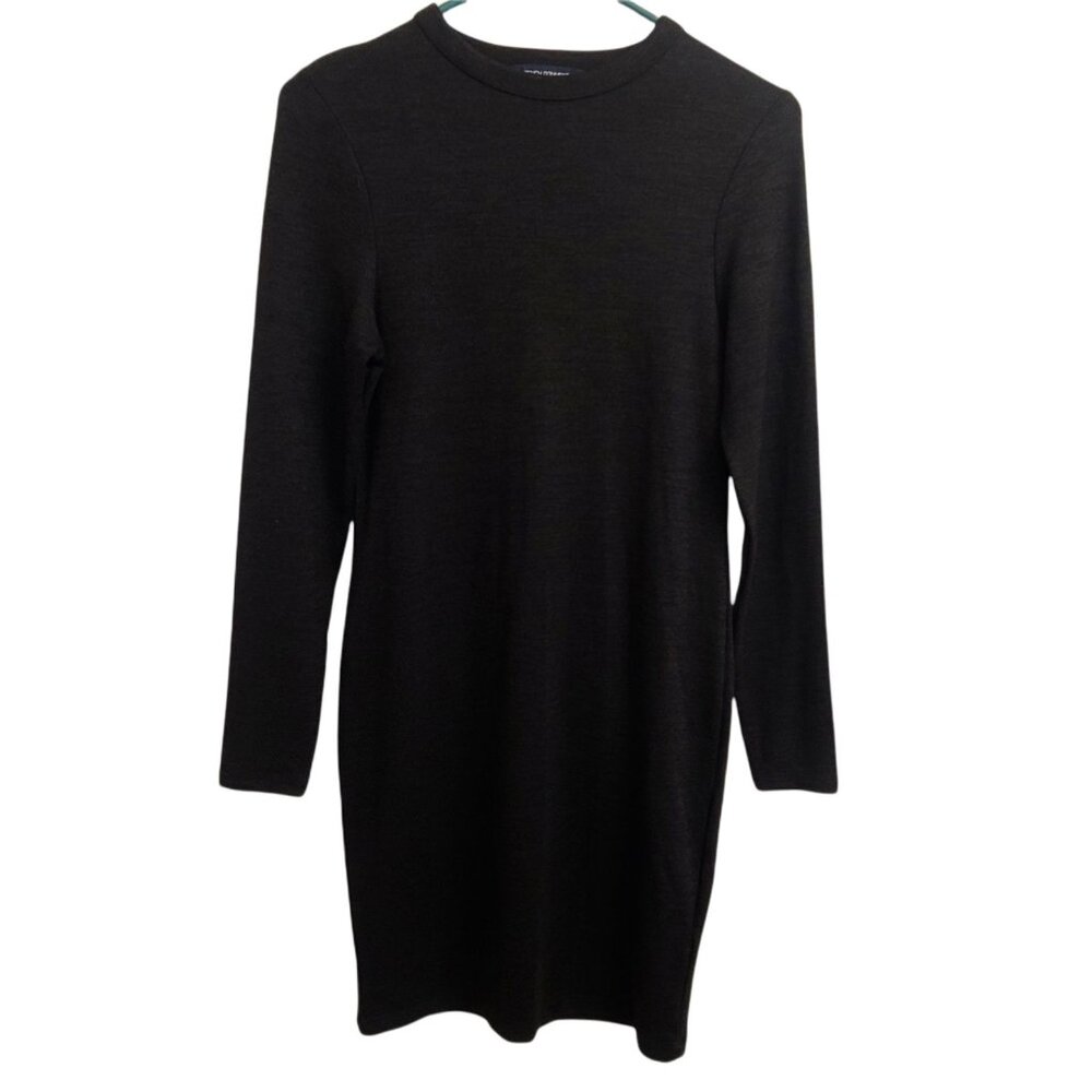 French Connection Dress Size 8 Womens Black Knit Sheath Long Sleeve Knee Length - Picture 1 of 12